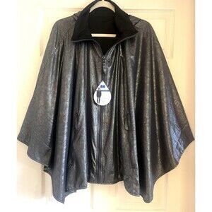 Rainraps SPORTYRAP Reversible Rain Poncho Classy Cape Shawl OS Pewter Black NWT